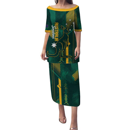 Australia Socceroos 2026 Custom Family Matching Puletasi and Hawaiian Shirt Go Aussie Kangaroo National Color