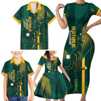 Australia Socceroos 2026 Custom Family Matching Short Sleeve Bodycon Dress and Hawaiian Shirt Go Aussie Kangaroo National Color
