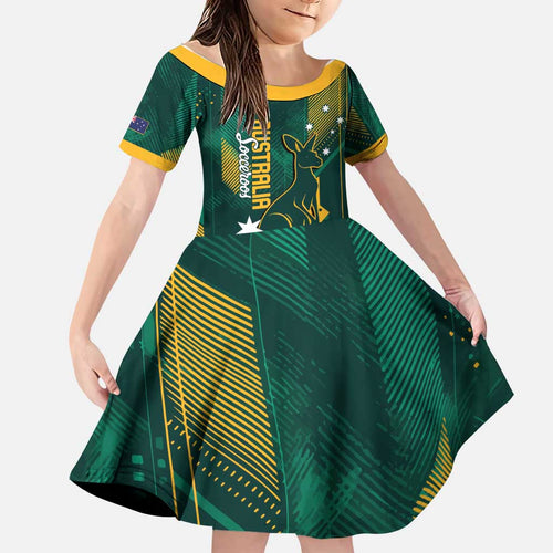 Australia Socceroos 2026 Custom Family Matching Short Sleeve Bodycon Dress and Hawaiian Shirt Go Aussie Kangaroo National Color