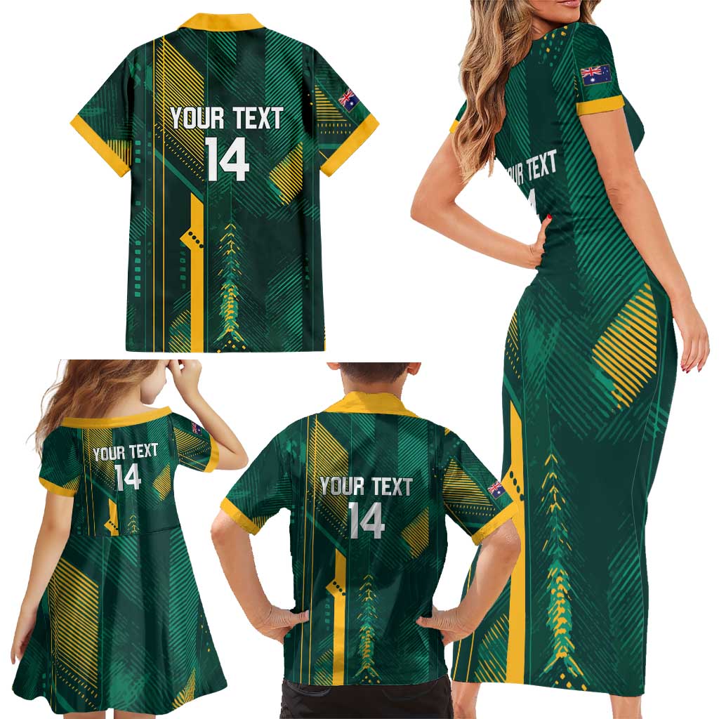 Australia Socceroos 2026 Custom Family Matching Short Sleeve Bodycon Dress and Hawaiian Shirt Go Aussie Kangaroo National Color