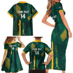 Australia Socceroos 2026 Custom Family Matching Short Sleeve Bodycon Dress and Hawaiian Shirt Go Aussie Kangaroo National Color