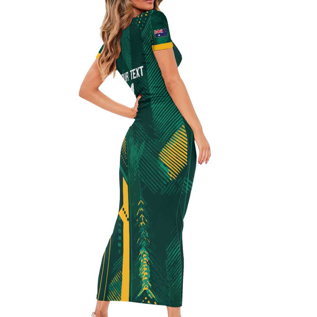 Australia Socceroos 2026 Custom Family Matching Short Sleeve Bodycon Dress and Hawaiian Shirt Go Aussie Kangaroo National Color