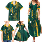 Australia Socceroos 2026 Custom Family Matching Summer Maxi Dress and Hawaiian Shirt Go Aussie Kangaroo National Color