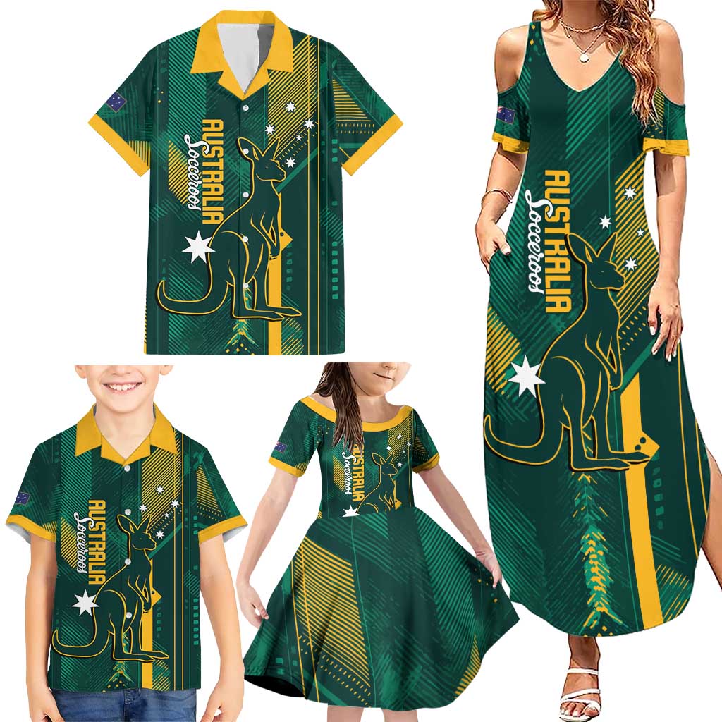 Australia Socceroos 2026 Custom Family Matching Summer Maxi Dress and Hawaiian Shirt Go Aussie Kangaroo National Color