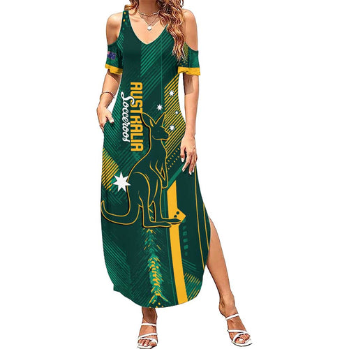 Australia Socceroos 2026 Custom Family Matching Summer Maxi Dress and Hawaiian Shirt Go Aussie Kangaroo National Color