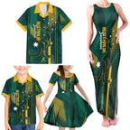 Australia Socceroos 2026 Custom Family Matching Tank Maxi Dress and Hawaiian Shirt Go Aussie Kangaroo National Color