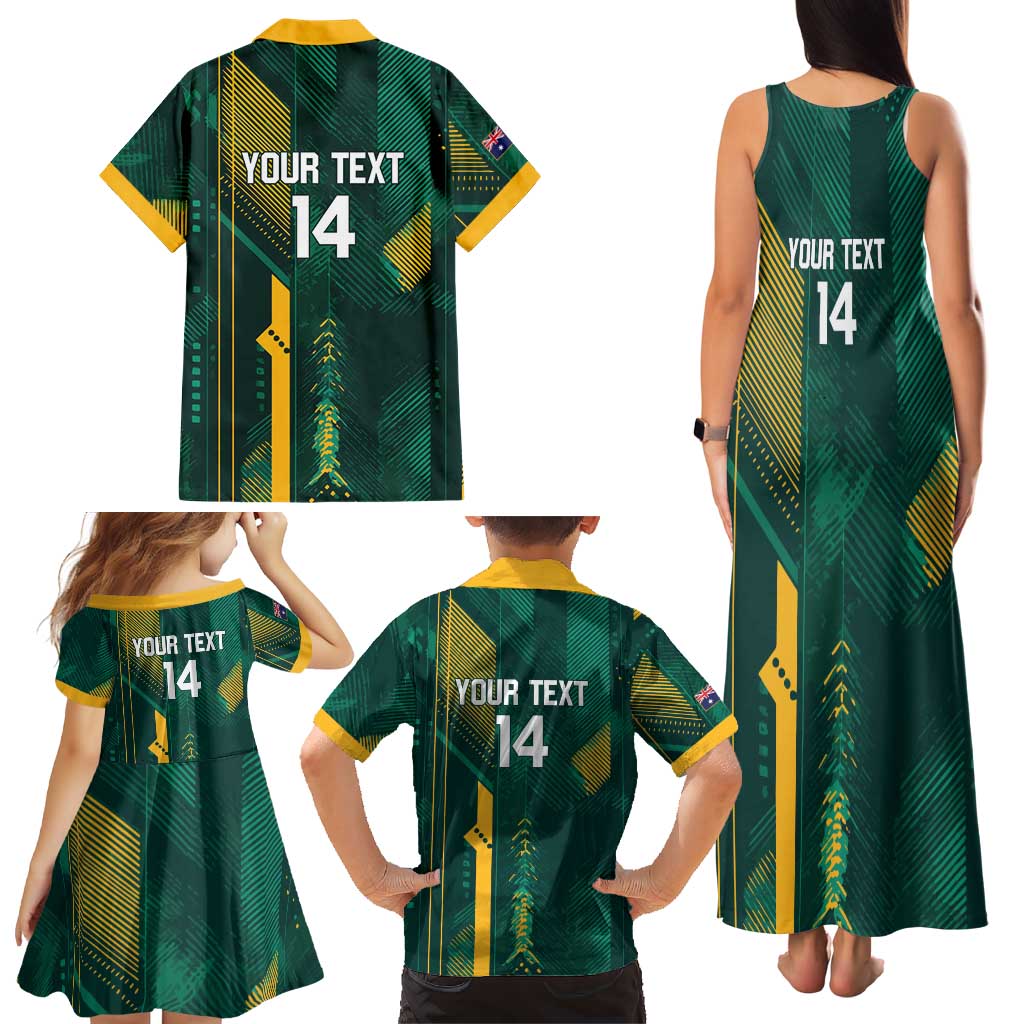 Australia Socceroos 2026 Custom Family Matching Tank Maxi Dress and Hawaiian Shirt Go Aussie Kangaroo National Color