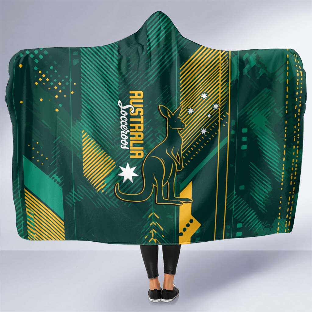 Australia Socceroos 2026 Custom Hooded Blanket Go Aussie Kangaroo National Color
