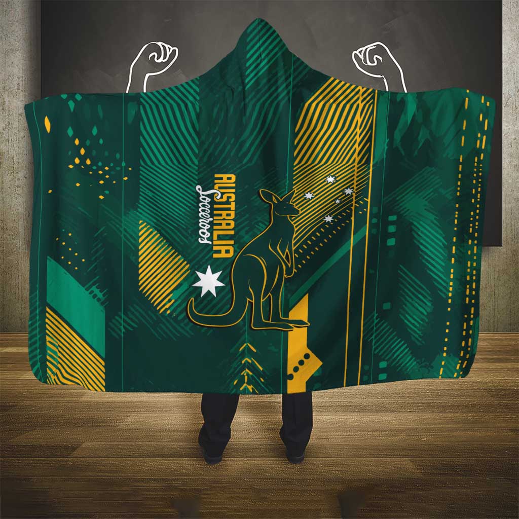 Australia Socceroos 2026 Custom Hooded Blanket Go Aussie Kangaroo National Color