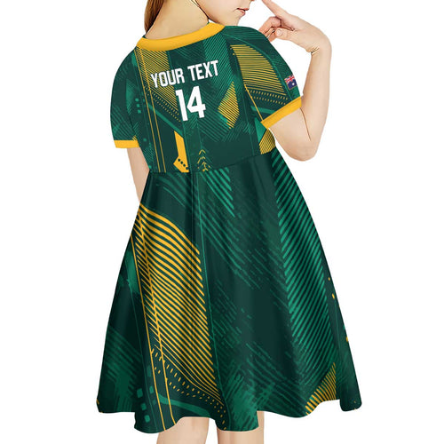Australia Socceroos 2026 Custom Kid Short Sleeve Dress Go Aussie Kangaroo National Color