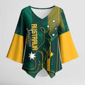 Australia Socceroos 2026 Custom Kimono Sleeve Blouse Go Aussie Kangaroo National Color
