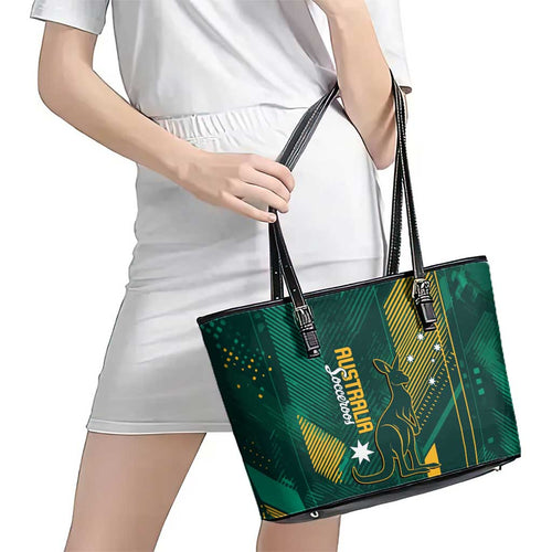 Australia Socceroos 2026 Custom Leather Tote Bag Go Aussie Kangaroo National Color