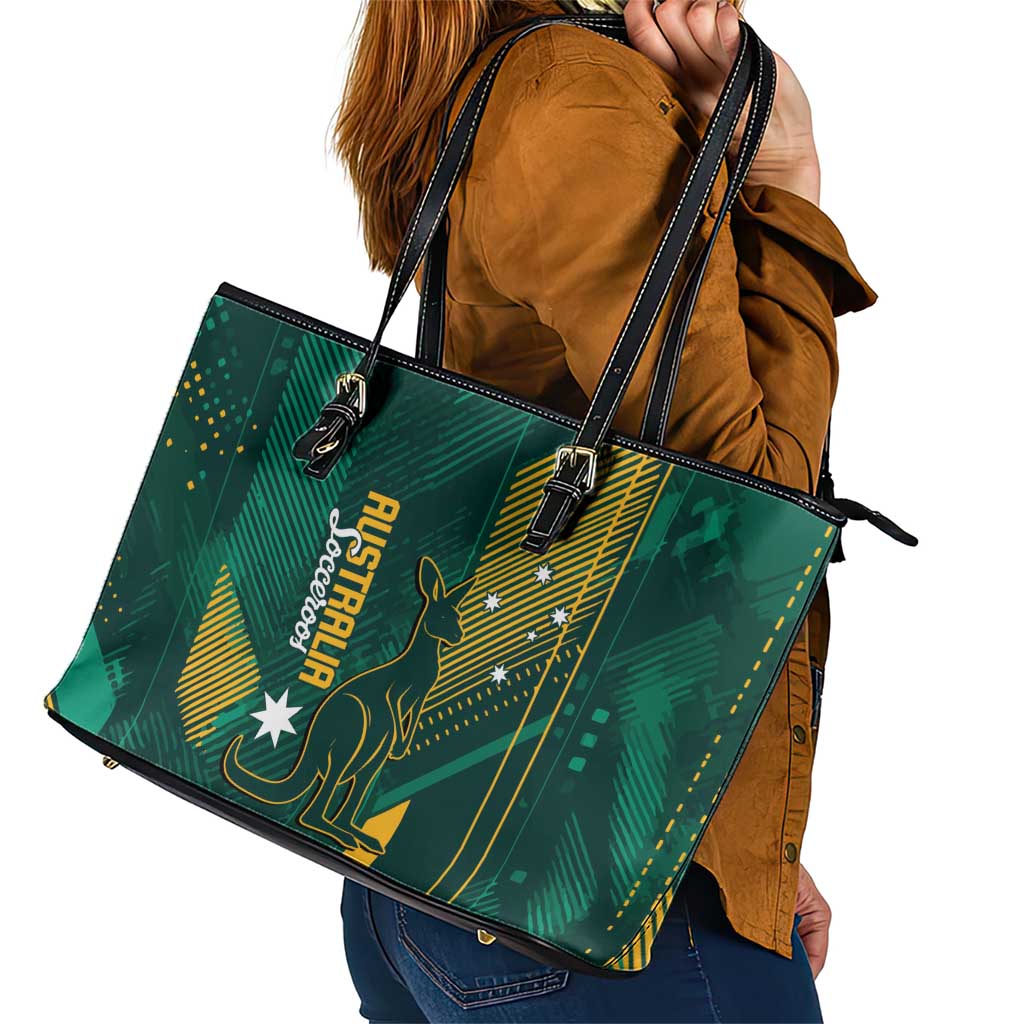 Australia Socceroos 2026 Custom Leather Tote Bag Go Aussie Kangaroo National Color