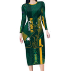 Australia Socceroos 2026 Custom Long Sleeve Bodycon Dress Go Aussie Kangaroo National Color