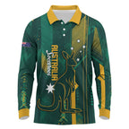 Australia Socceroos 2026 Custom Long Sleeve Polo Shirt Go Aussie Kangaroo National Color