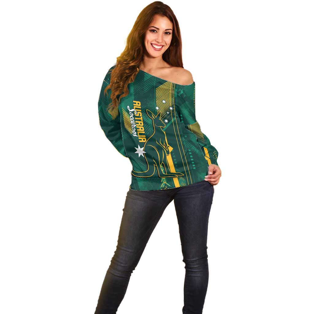 Australia Socceroos 2026 Custom Off Shoulder Sweater Go Aussie Kangaroo National Color