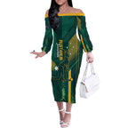 Australia Socceroos 2026 Custom Off The Shoulder Long Sleeve Dress Go Aussie Kangaroo National Color