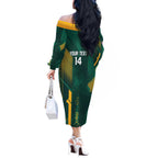 Australia Socceroos 2026 Custom Off The Shoulder Long Sleeve Dress Go Aussie Kangaroo National Color