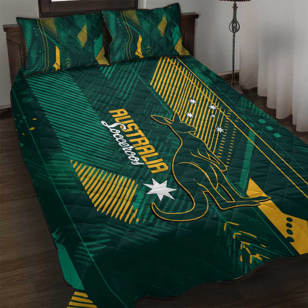 Australia Socceroos 2026 Custom Quilt Bed Set Go Aussie Kangaroo National Color