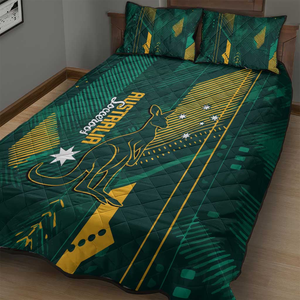 Australia Socceroos 2026 Custom Quilt Bed Set Go Aussie Kangaroo National Color