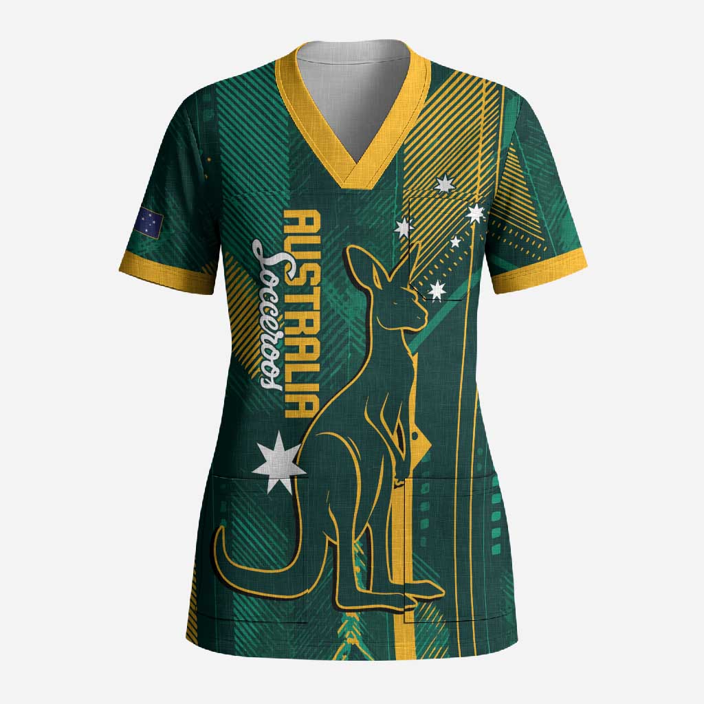 Australia Socceroos 2026 Custom Scrub Top Go Aussie Kangaroo National Color