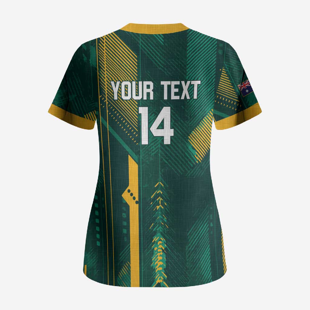 Australia Socceroos 2026 Custom Scrub Top Go Aussie Kangaroo National Color