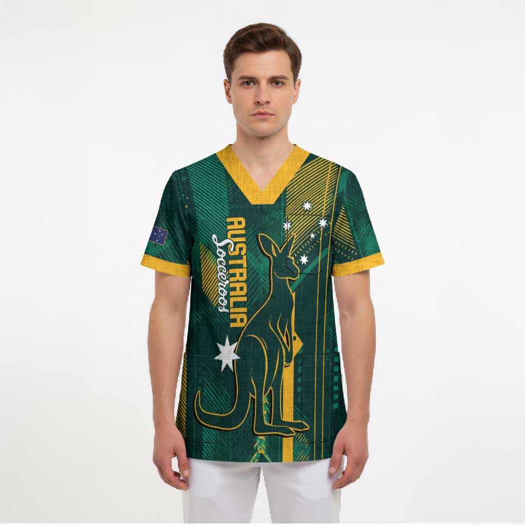 Australia Socceroos 2026 Custom Scrub Top Go Aussie Kangaroo National Color