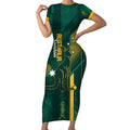 Australia Socceroos 2026 Custom Short Sleeve Bodycon Dress Go Aussie Kangaroo National Color