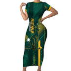 Australia Socceroos 2026 Custom Short Sleeve Bodycon Dress Go Aussie Kangaroo National Color