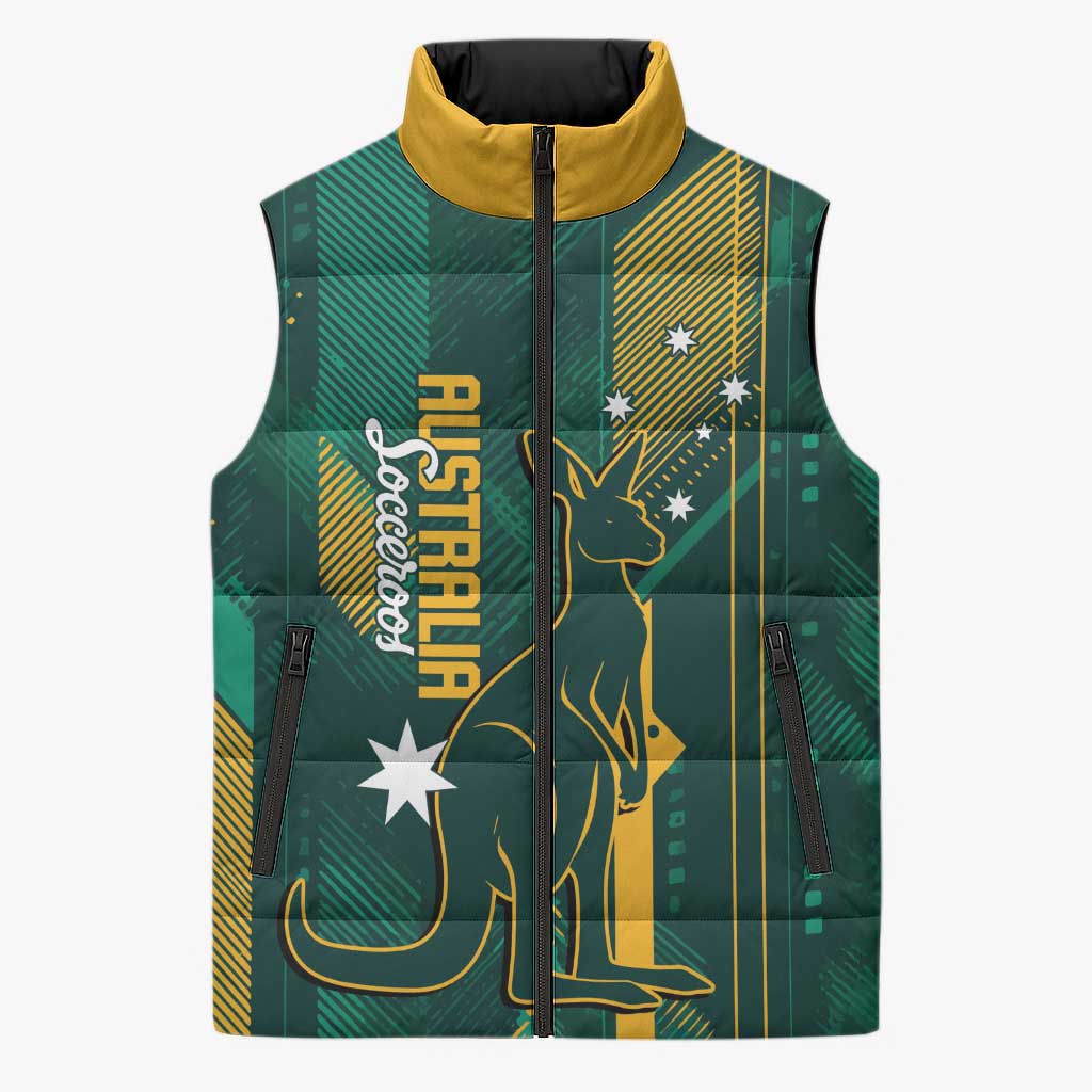 Australia Socceroos 2026 Custom Sleeveless Puffer Jacket Go Aussie Kangaroo National Color