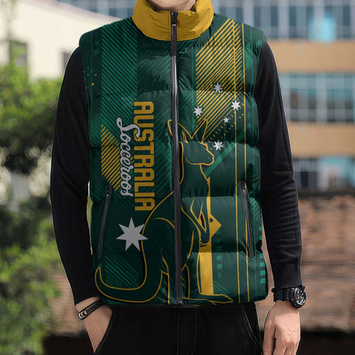 Australia Socceroos 2026 Custom Sleeveless Puffer Jacket Go Aussie Kangaroo National Color