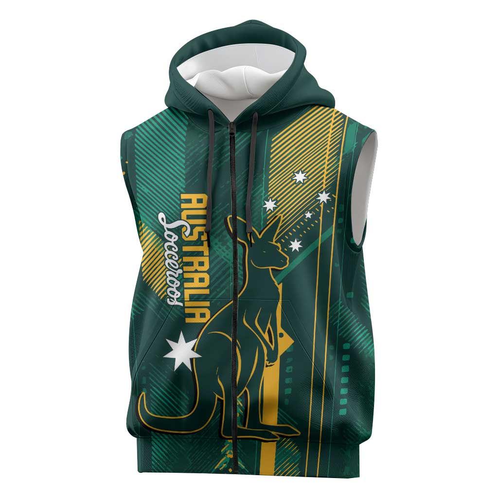Australia Socceroos 2026 Custom Sleeveless Zip Hoodie Go Aussie Kangaroo National Color