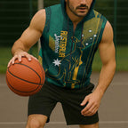 Australia Socceroos 2026 Custom Sleeveless Zip Hoodie Go Aussie Kangaroo National Color