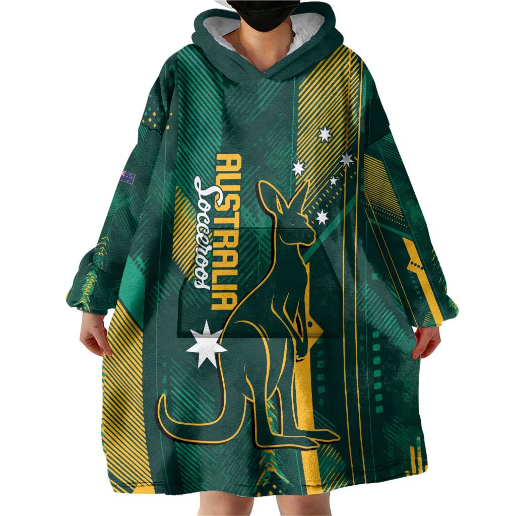 Australia Socceroos 2026 Custom Wearable Blanket Hoodie Go Aussie Kangaroo National Color