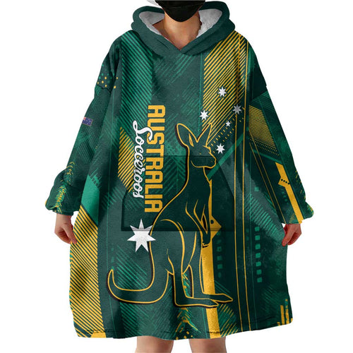 Australia Socceroos 2026 Custom Wearable Blanket Hoodie Go Aussie Kangaroo National Color