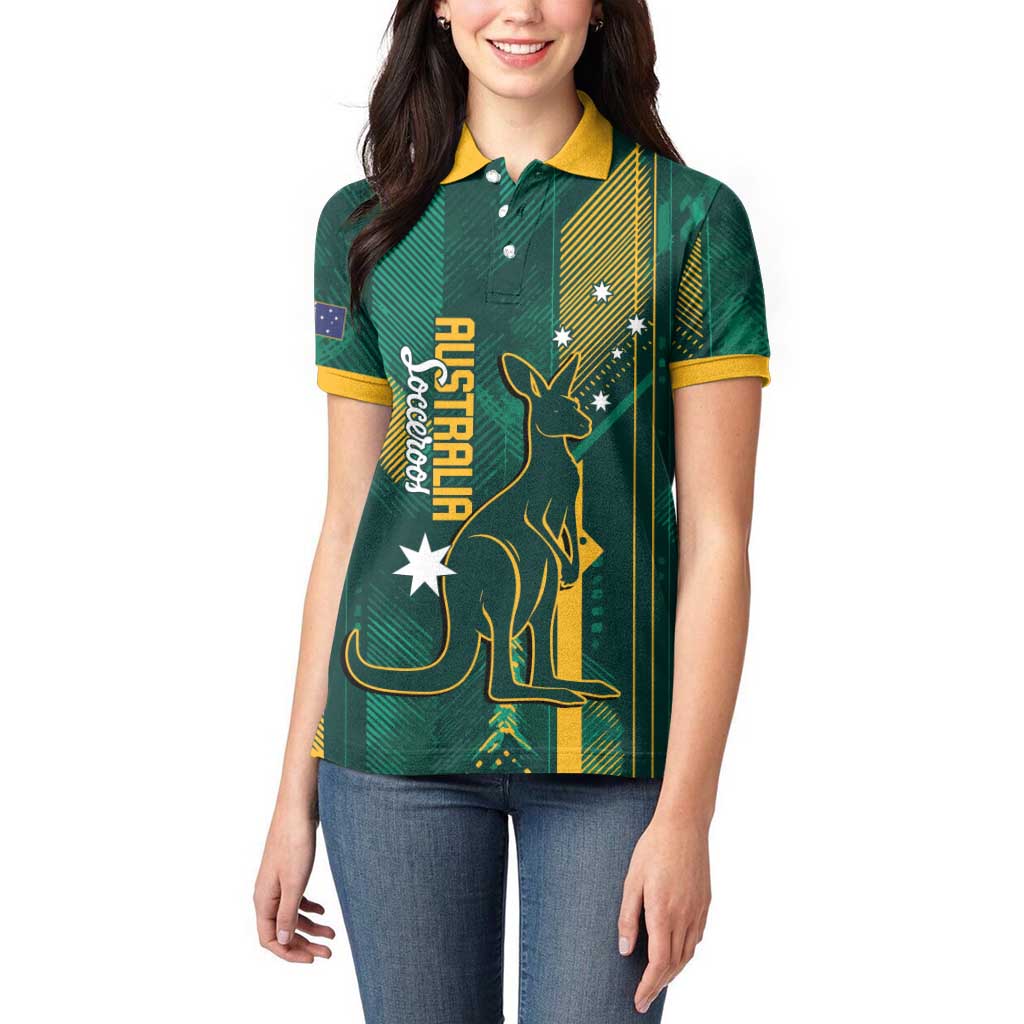 Australia Socceroos 2026 Custom Women Polo Shirt Go Aussie Kangaroo National Color