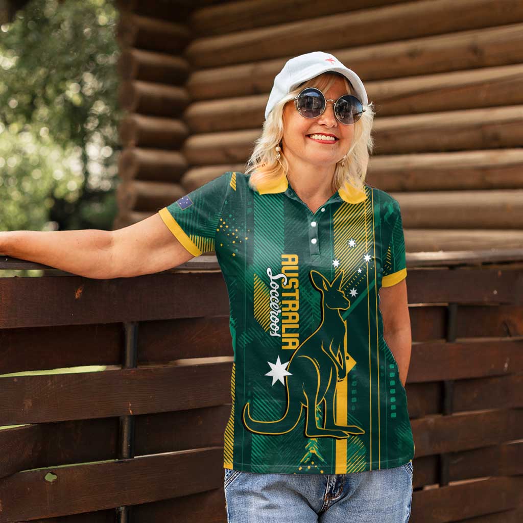Australia Socceroos 2026 Custom Women Polo Shirt Go Aussie Kangaroo National Color