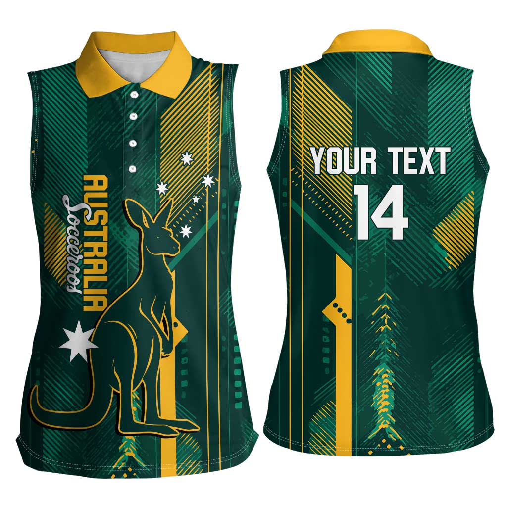Australia Socceroos 2026 Custom Women Sleeveless Polo Shirt Go Aussie Kangaroo National Color