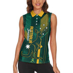 Australia Socceroos 2026 Custom Women Sleeveless Polo Shirt Go Aussie Kangaroo National Color