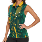 Australia Socceroos 2026 Custom Women Sleeveless Polo Shirt Go Aussie Kangaroo National Color