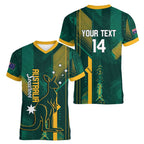 Australia Socceroos 2026 Custom Women V-Neck T-Shirt Go Aussie Kangaroo National Color