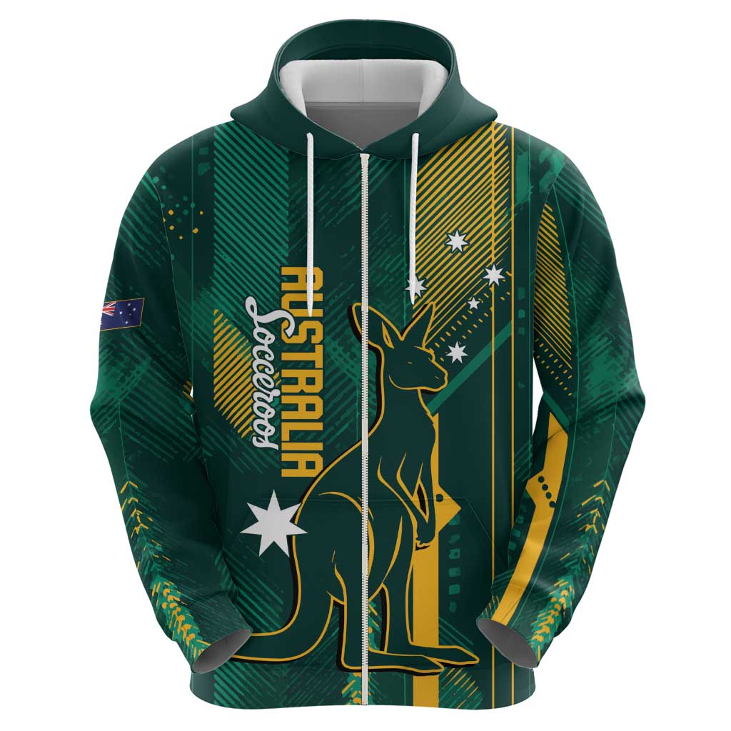 Australia Socceroos 2026 Custom Zip Hoodie Go Aussie Kangaroo National Color