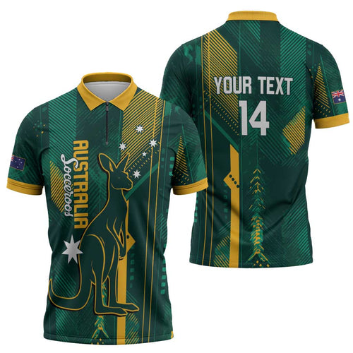 Australia Socceroos 2026 Custom Zipper Polo Shirt Go Aussie Kangaroo National Color
