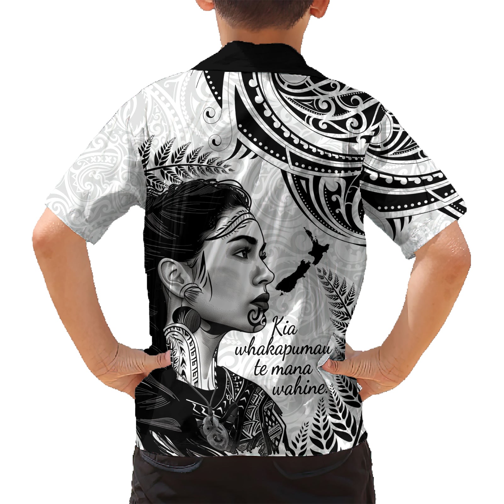 New Zealand Women's Day Kid Hawaiian Shirt Aotearoa Kia Whakapumau Te Mana Wahine