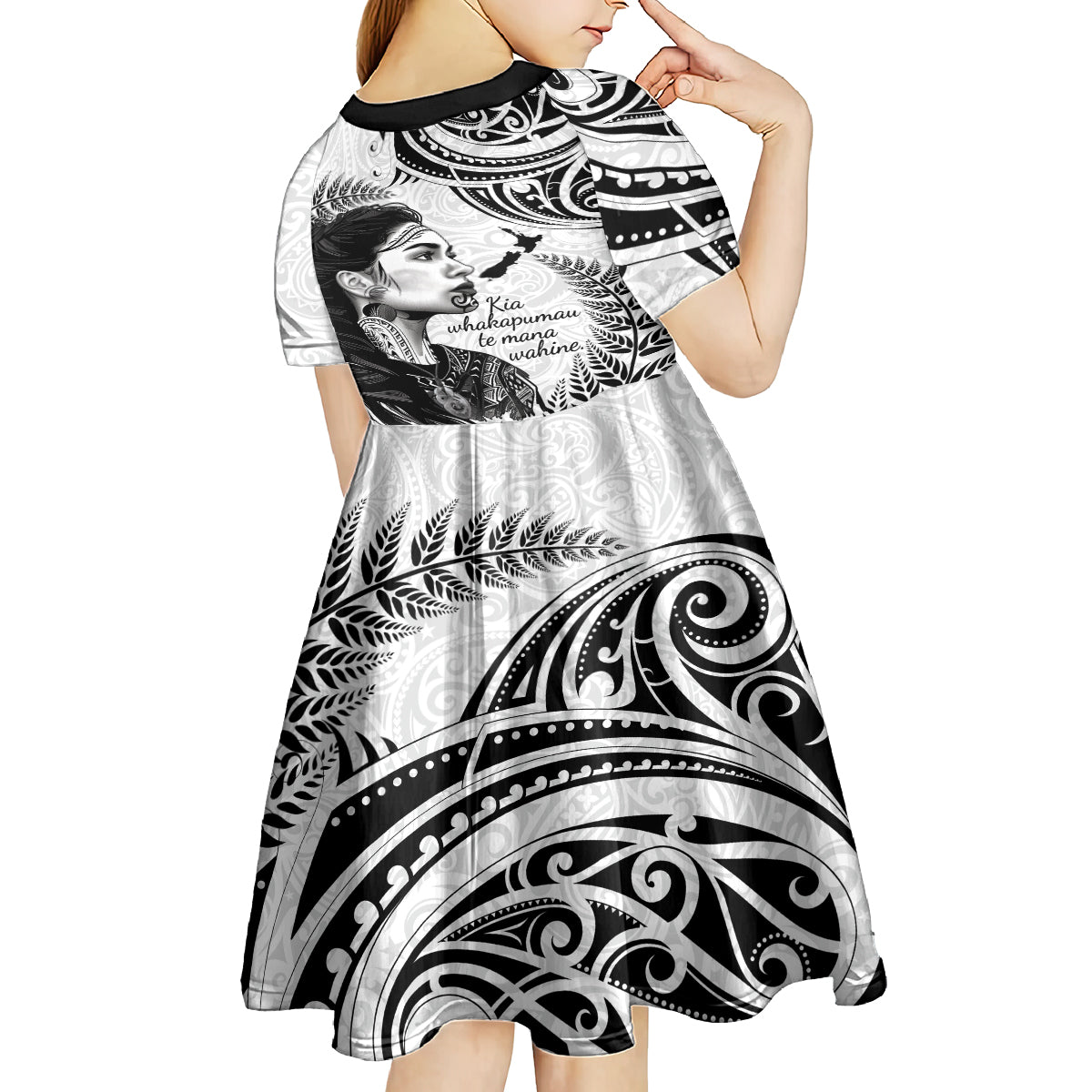 New Zealand Women's Day Kid Short Sleeve Dress Aotearoa Kia Whakapumau Te Mana Wahine