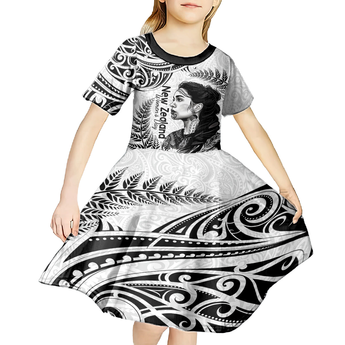 New Zealand Women's Day Kid Short Sleeve Dress Aotearoa Kia Whakapumau Te Mana Wahine
