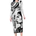 New Zealand Women's Day Long Sleeve Bodycon Dress Aotearoa Kia Whakapumau Te Mana Wahine
