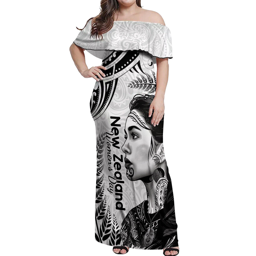 New Zealand Women's Day Off Shoulder Maxi Dress Aotearoa Kia Whakapumau Te Mana Wahine