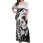 New Zealand Women's Day Off Shoulder Maxi Dress Aotearoa Kia Whakapumau Te Mana Wahine