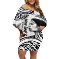 New Zealand Women's Day Off Shoulder Short Dress Aotearoa Kia Whakapumau Te Mana Wahine